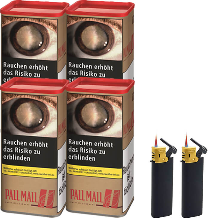 Pall Mall Authentic Red 4 x 95g mit Feuerzeugen Pall Mall Authentic Red 4 x 95g mit Feuerzeugen