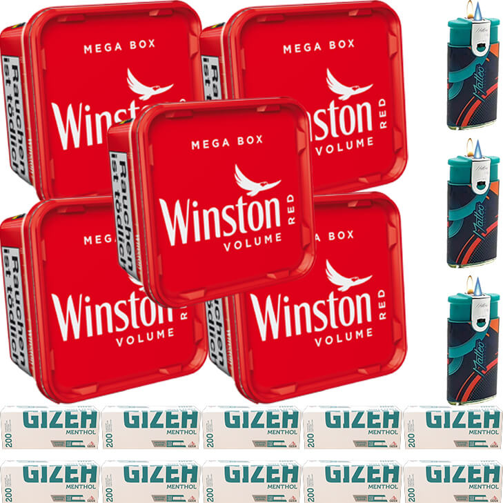 Winston Mega Box 5 x 170g mit 2000 Menthol King Size Hülsen Winston Mega Box 5 x 170g mit 2000 Menthol King Size Hülsen