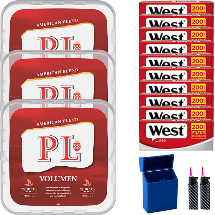PL88 Red 3 x 400g Volumentabak 2000 Red Filterhülsen Uvm. PL88 Red 3 x 400g Volumentabak 2000 Red Filterhülsen Uvm.