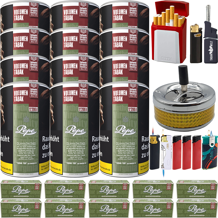 Pepe Rich Green 12 x 85g mit 2000 King Size Hülsen Pepe Rich Green 12 x 85g mit 2000 King Size Hülsen