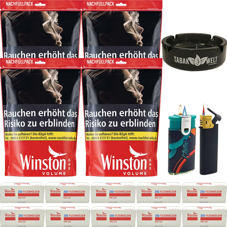 Winston Red 4 x 200g mit 2000 King Size Hülsen Winston Red 4 x 200g mit 2000 King Size Hülsen