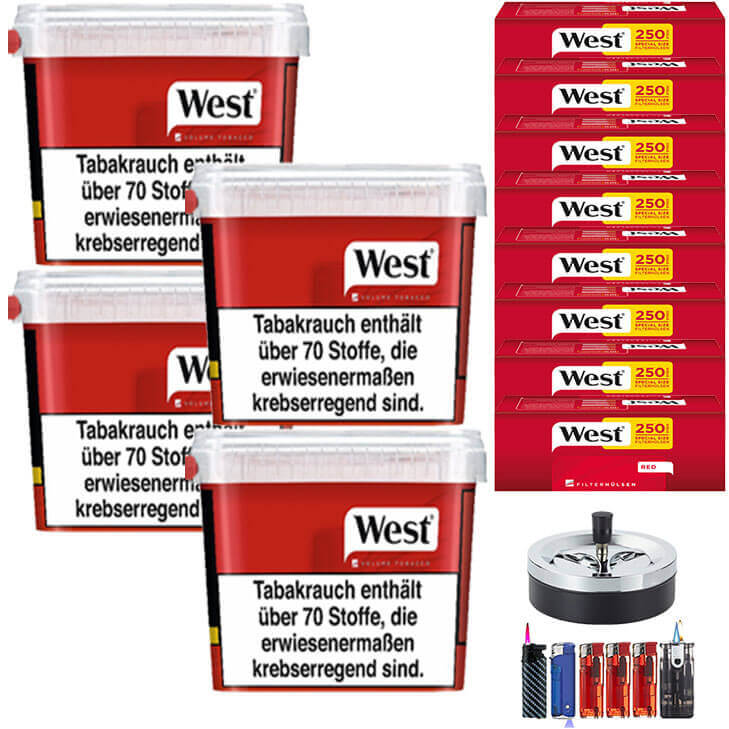 West Red 4 x 280g mit 2000 Extra Size Hülsen West Red 4 x 280g mit 2000 Extra Size Hülsen