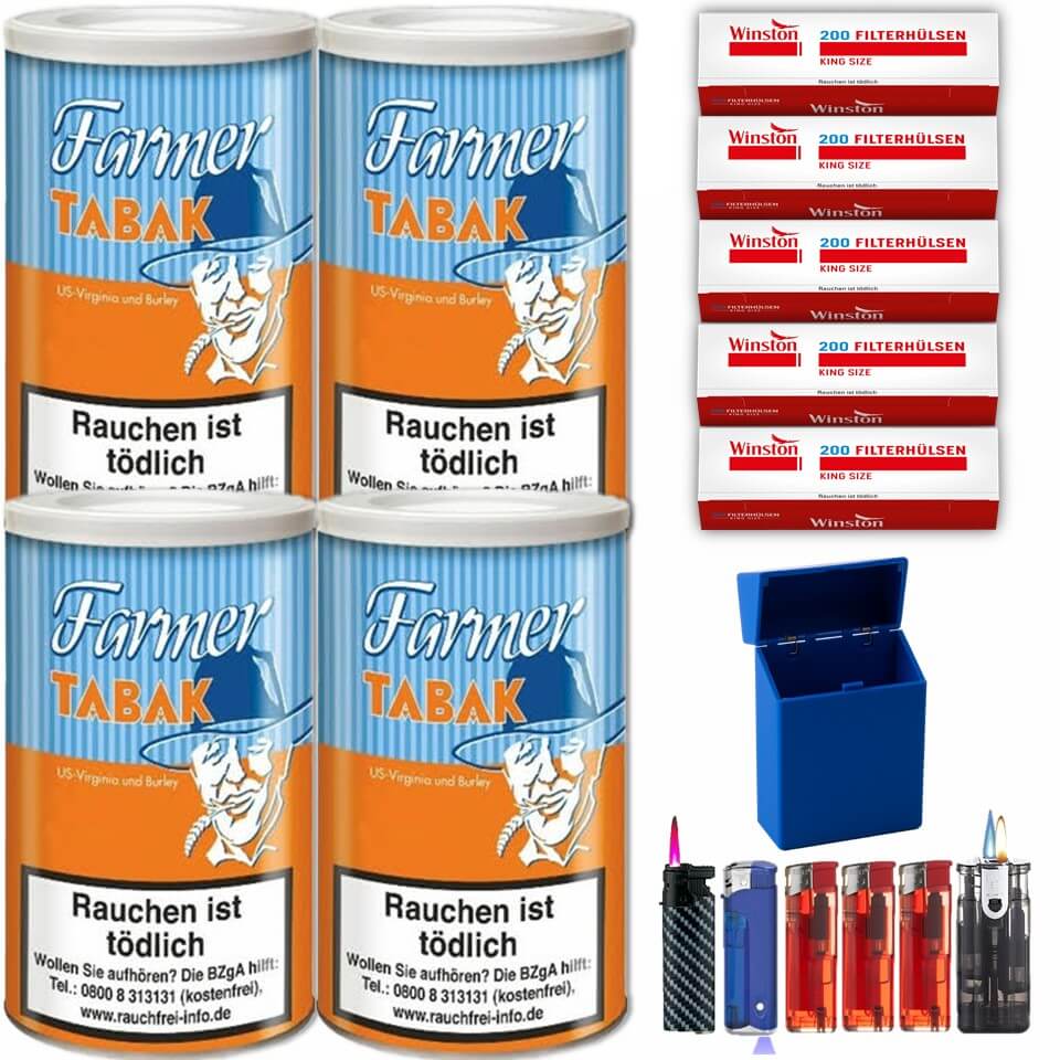 Farmer 4 x 170g Pfeifentabak 1000 King Size Filterhülsen Uvm. Farmer 4 x 170g Pfeifentabak 1000 King Size Filterhülsen Uvm.