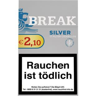 Break Silver Zigarillos mit Filter (2 Stangen) 20 x 17 Stück Break Silver Zigarillos mit Filter (2 Stangen) 20 x 17 Stück