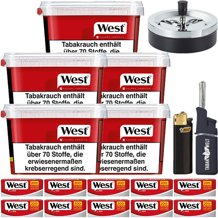 West Red 5 x 170g mit 2000 King Size Hülsen West Red 5 x 170g mit 2000 King Size Hülsen