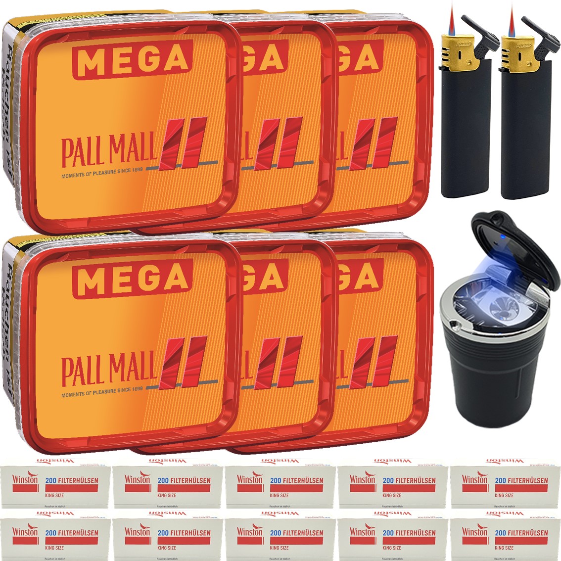 Pall Mall 6 x 170g mit 2000 King Size Hülsen Pall Mall 6 x 170g mit 2000 King Size Hülsen