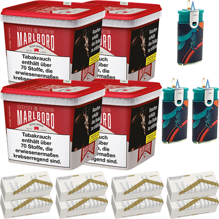 Marlboro Crafted Selection 4 x 270g mit 2000 Extra Size Hülsen Marlboro Crafted Selection 4 x 270g mit 2000 Extra Size Hülsen