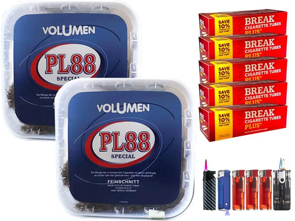 PL88 Blau 2 x 400g Volumentabak 1000 Filterhülsen Uvm. PL88 Blau 2 x 400g Volumentabak 1000 Filterhülsen Uvm.