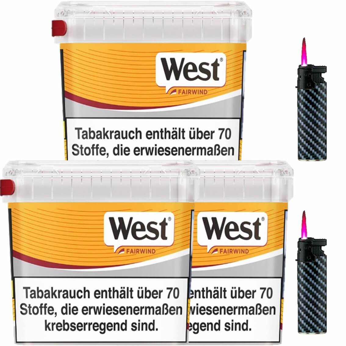 West Yellow Fairwind 3 x 215g mit Sturmfeuerzeugen West Yellow Fairwind 3 x 215g mit Sturmfeuerzeugen