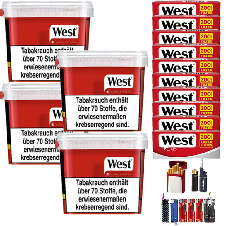 West Red 4 x 280g mit 2000 King Size Hülsen West Red 4 x 280g mit 2000 King Size Hülsen