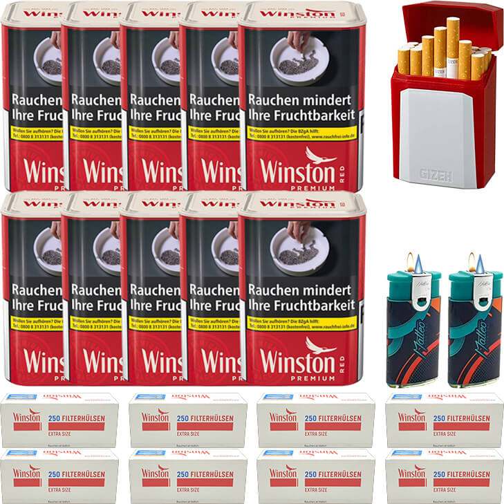 Winston Premium Red 10 x 100g mit 2000 Special Size Hülsen Winston Premium Red 10 x 100g mit 2000 Special Size Hülsen
