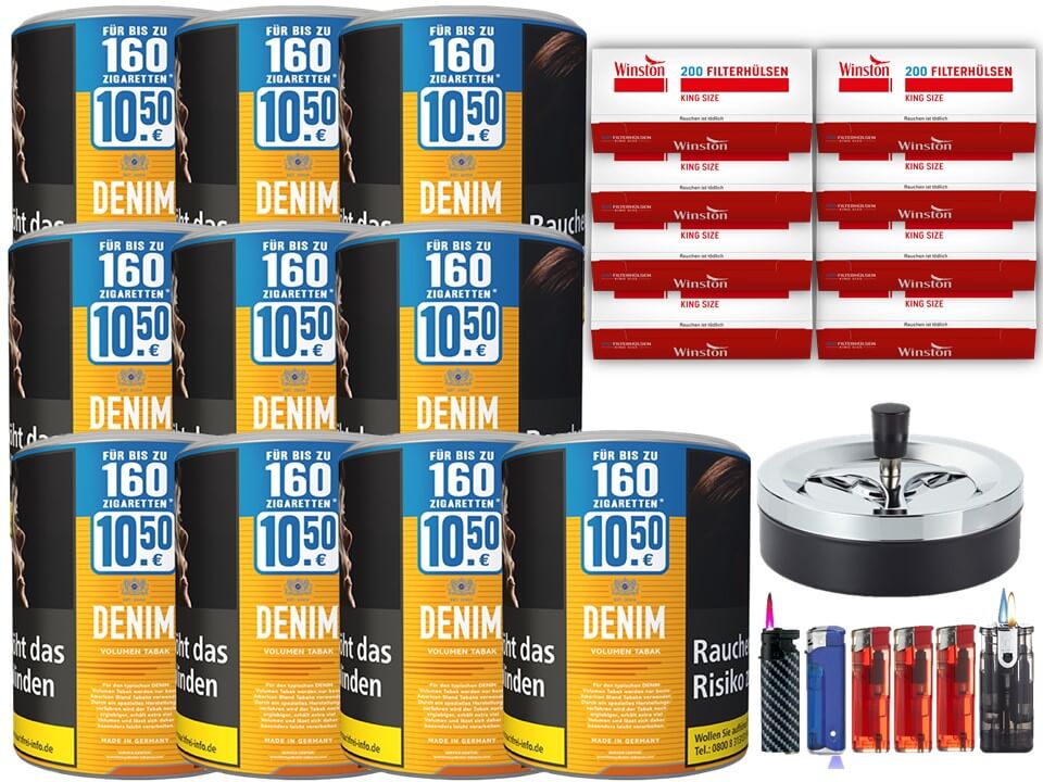 Denim XL 10 x 65g Volumentabak 1600 Filterhülsen Uvm. Denim XL 10 x 65g Volumentabak 1600 Filterhülsen Uvm.