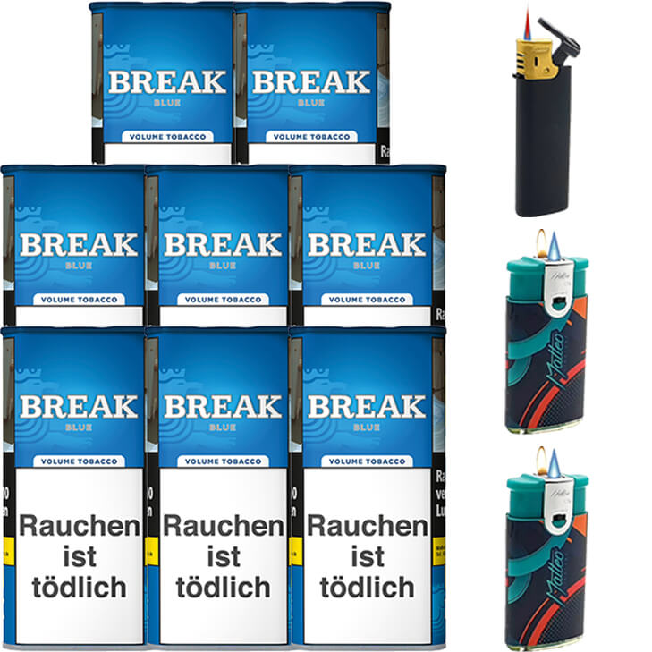 Break Blue / Blau 8 x 115g mit Feuerzeuge Break Blue / Blau 8 x 115g mit Feuerzeuge
