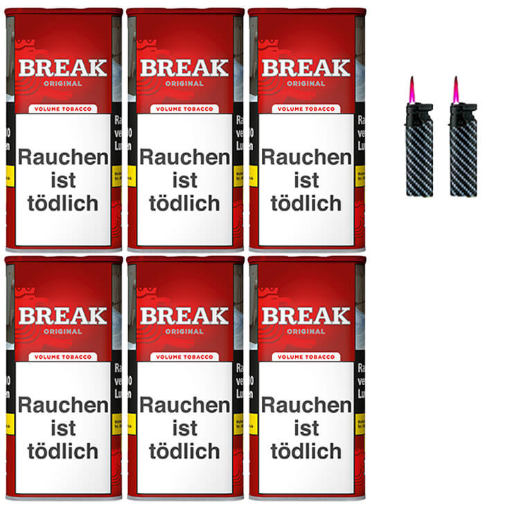 Break Original 6 x 120g Volumentabak Feuerzeuge Break Original 6 x 120g Volumentabak Feuerzeuge