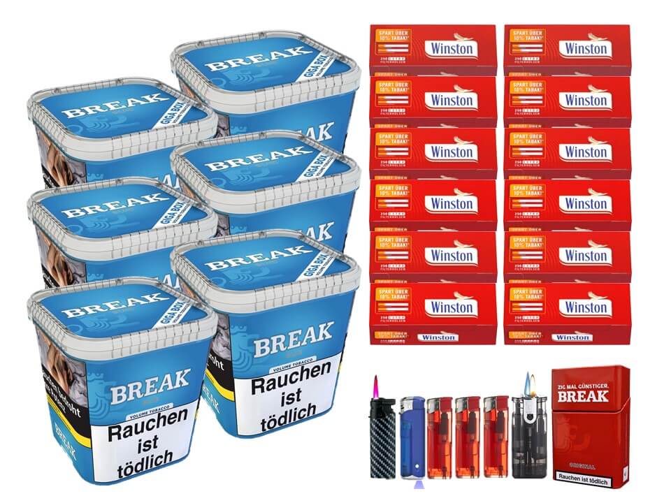 Break Blue / Blau 6 x 240g Volumentabak 3000 Extra Size Filterhülsen Uvm. Break Blue / Blau 6 x 240g Volumentabak 3000 Extra Size Filterhülsen Uvm.
