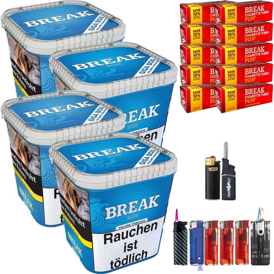 Break Blue / Blau 4 x 240g Volumentabak 2000 Break Xtra Plus Filterhülsen Uvm. Break Blue / Blau 4 x 240g Volumentabak 2000 Break Xtra Plus Filterhülsen Uvm.