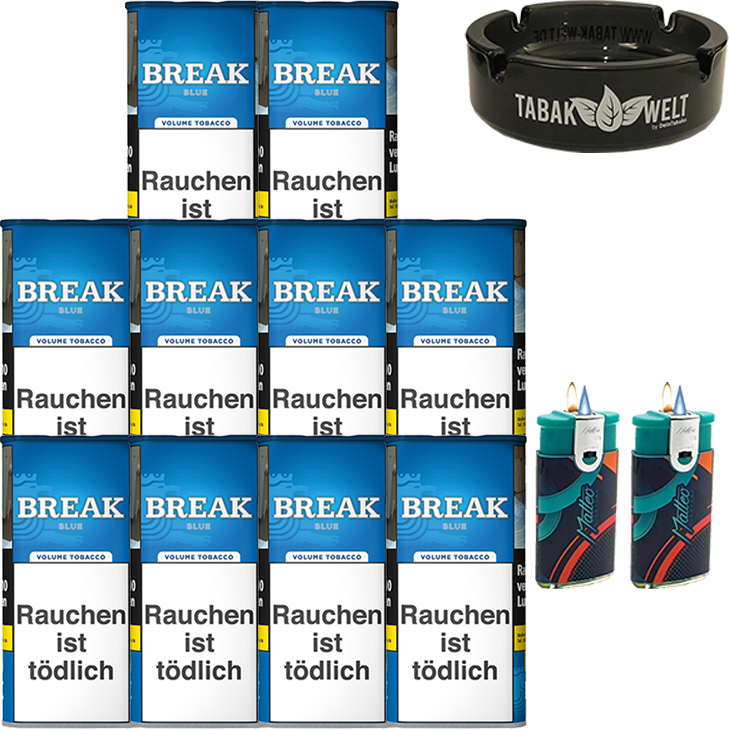 Break Blue / Blau 10 x 115g mit Glasaschenbecher Break Blue / Blau 10 x 115g mit Glasaschenbecher