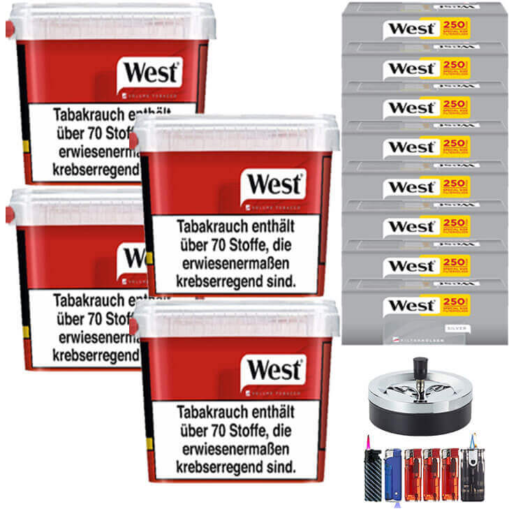 West Red 4 x 280g mit 2000 Silver Extra Size Hülsen West Red 4 x 280g mit 2000 Silver Extra Size Hülsen