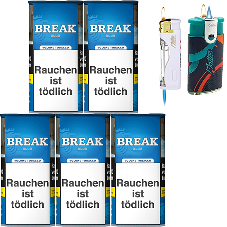 Break Blue / Blau 5 x 115g mit Feuerzeuge Break Blue / Blau 5 x 115g mit Feuerzeuge