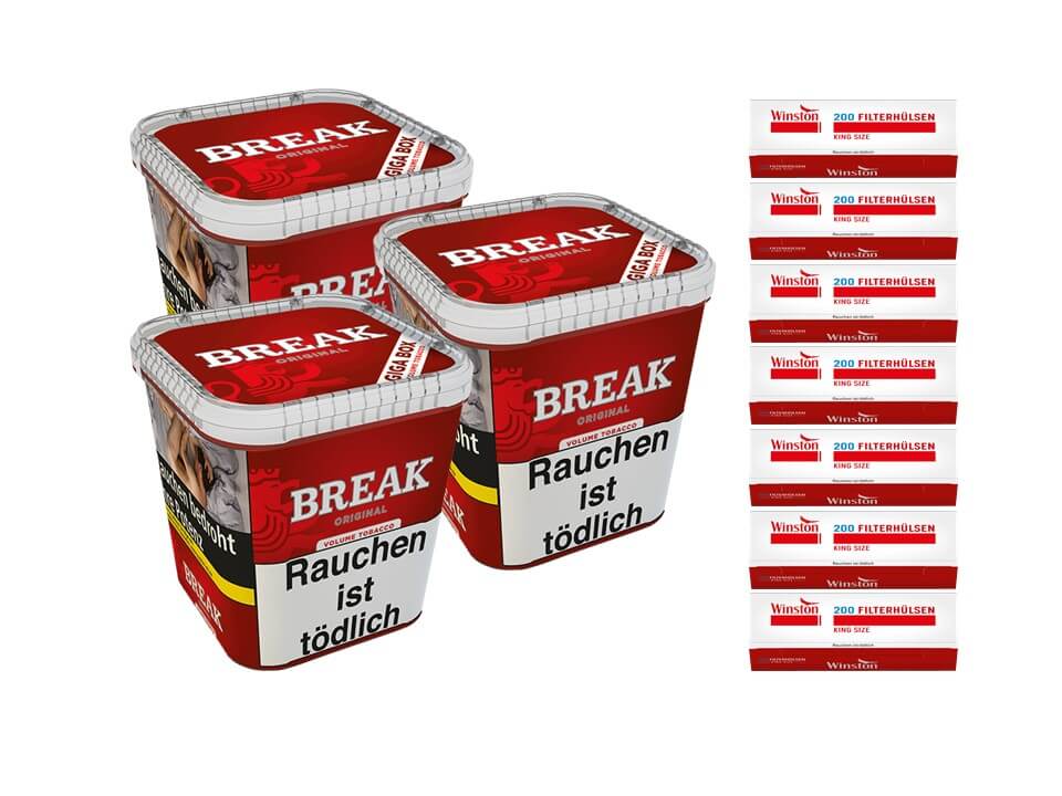 Break Original 3 x 240g Volumentabak 1400 Filterhülsen Break Original 3 x 240g Volumentabak 1400 Filterhülsen