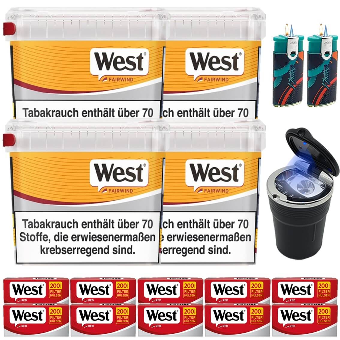 West Yellow 4 x 215g mit 2000 King Size Hülsen West Yellow 4 x 215g mit 2000 King Size Hülsen