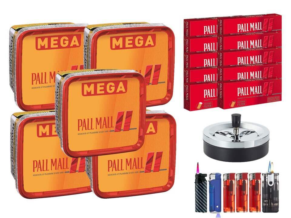 Pall Mall Mega Box 5 x 170g Volumentabak 2000 Filterhülsen Uvm. Pall Mall Mega Box 5 x 170g Volumentabak 2000 Filterhülsen Uvm.
