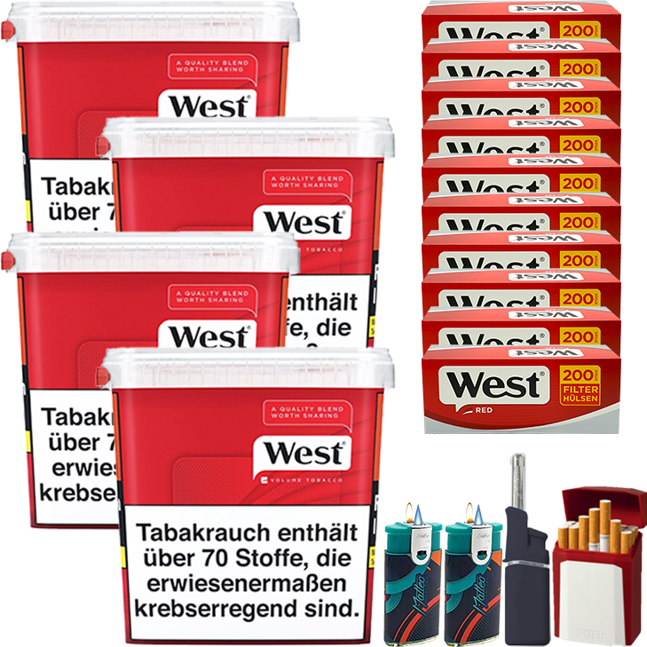 West Red 4 x 280g mit 2000 King Size Hülsen West Red 4 x 280g mit 2000 King Size Hülsen