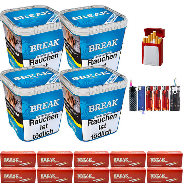 Break Blue / Blau 4 x 230g Volumentabak 2000 King Size Filterhülsen Uvm. Break Blue / Blau 4 x 230g Volumentabak 2000 King Size Filterhülsen Uvm.