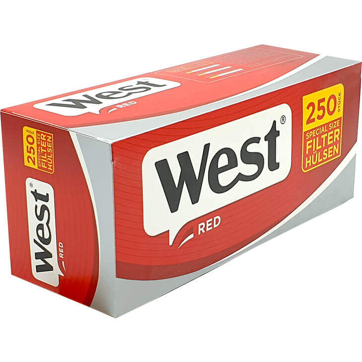 West Red 4 X 280g mit 2000 Special Size Hülsen und USB Feuerzeug West Red 4 X 280g mit 2000 Special Size Hülsen und USB Feuerzeug