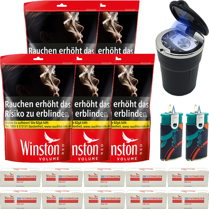 Winston Red 5 x 200g mit 2000 King Size Hülsen Winston Red 5 x 200g mit 2000 King Size Hülsen