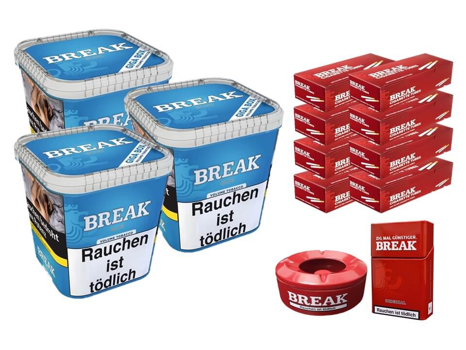 Break Blue / Blau 3 x 240g Volumentabak 1600 Break Filterhülsen Uvm. Break Blue / Blau 3 x 240g Volumentabak 1600 Break Filterhülsen Uvm.