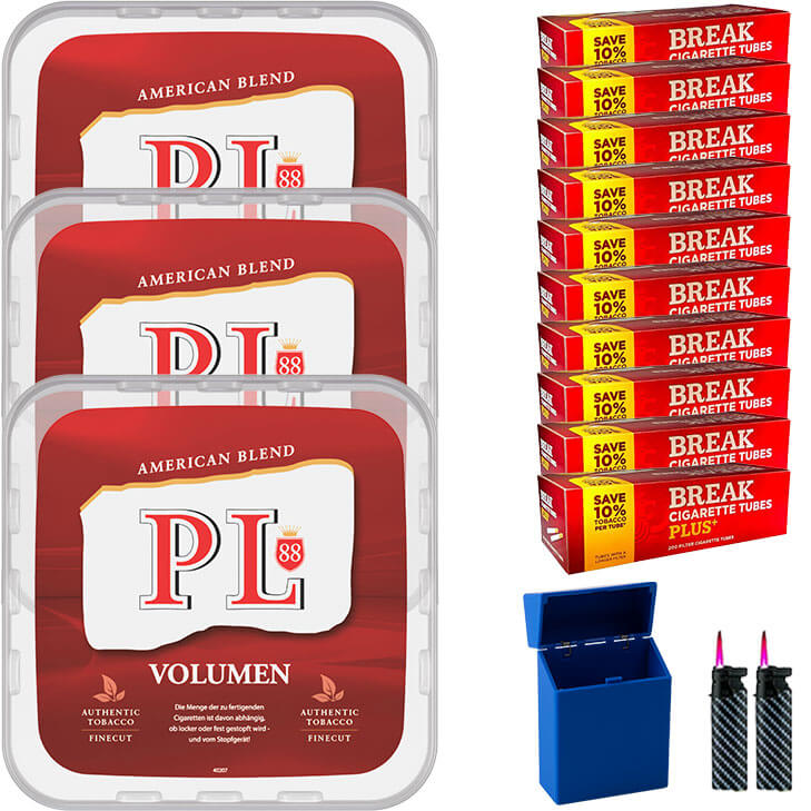 PL88 Red 3 x 400g Volumentabak 2000 Xtra Plus Filterhülsen Uvm. PL88 Red 3 x 400g Volumentabak 2000 Xtra Plus Filterhülsen Uvm.