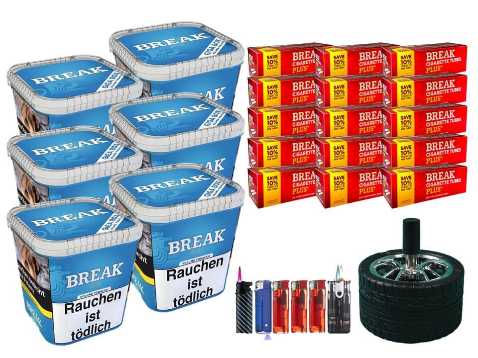 Break Blue / Blau 6 x 240g Volumentabak 3000 Break Xtra Plus Filterhülsen Uvm. Break Blue / Blau 6 x 240g Volumentabak 3000 Break Xtra Plus Filterhülsen Uvm.
