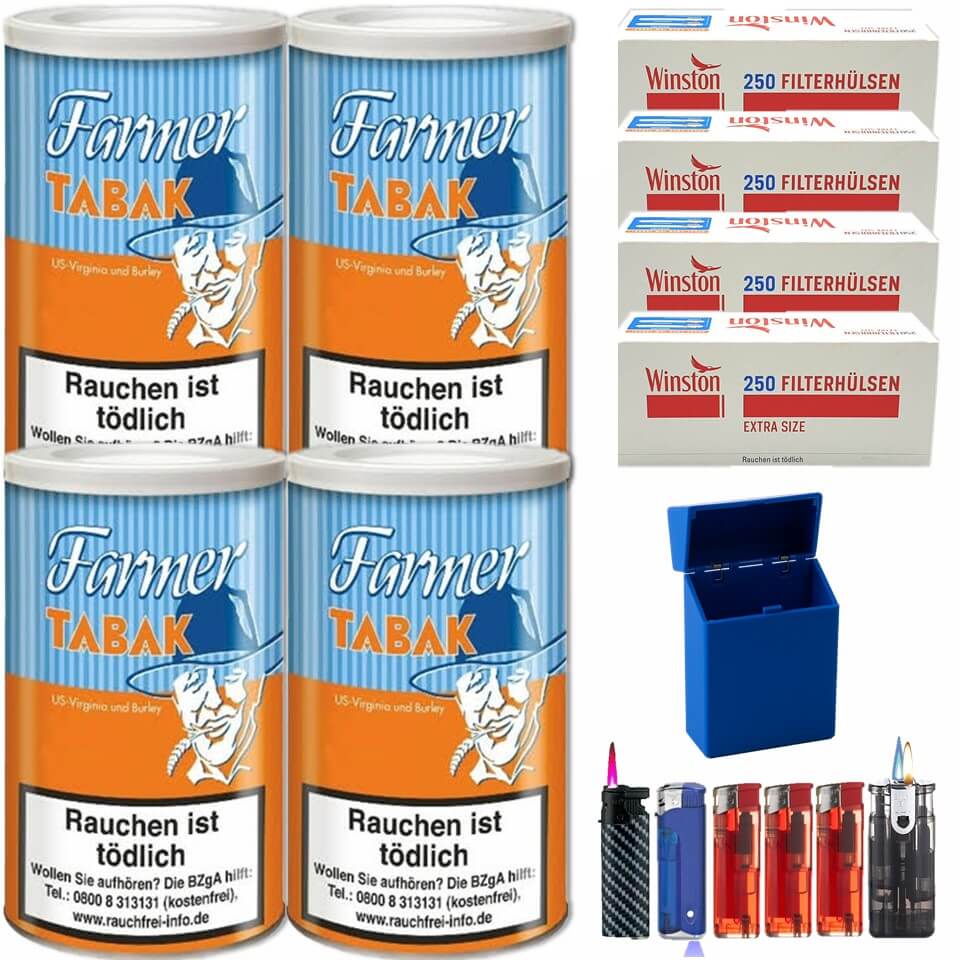 Farmer 4 x 170g Pfeifentabak 1000 Extra Size Filterhülsen Uvm. Farmer 4 x 170g Pfeifentabak 1000 Extra Size Filterhülsen Uvm.