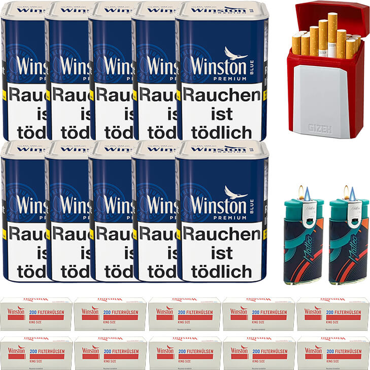 Winston Premium Blue 10 x 100g mit 2000 King Size Hülsen Winston Premium Blue 10 x 100g mit 2000 King Size Hülsen