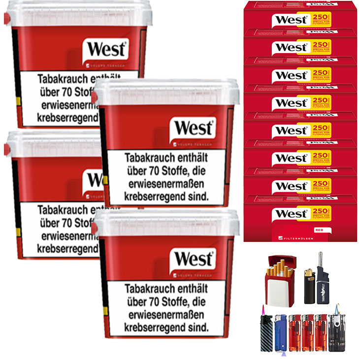 West Red 4 x 280g mit 2000 Extra Size Hülsen West Red 4 x 280g mit 2000 Extra Size Hülsen