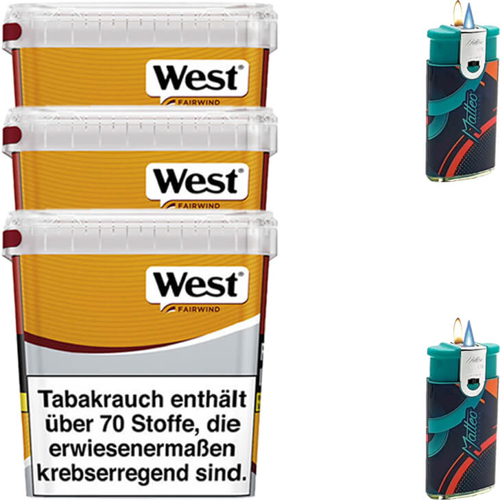 West Yellow Fairwind 3 x 280g mit Feuerzeugen West Yellow Fairwind 3 x 280g mit Feuerzeugen