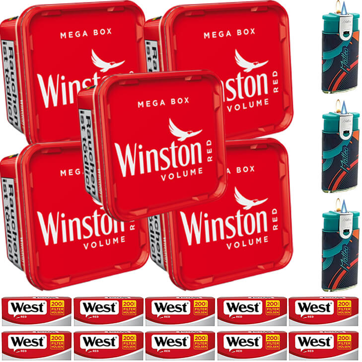 Winston Mega Box 5 x 170g mit 2000 King Size Hülsen Winston Mega Box 5 x 170g mit 2000 King Size Hülsen