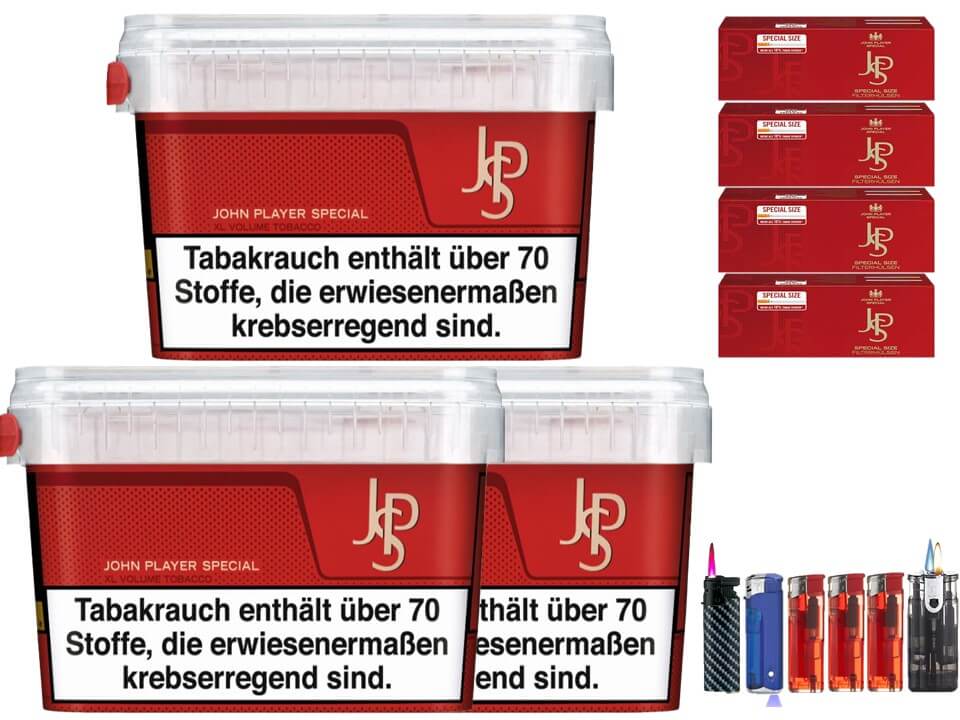 JPS John Player Mega Box 3 x 160g Volumentabak 1000 Filterhülsen Uvm. JPS John Player Mega Box 3 x 160g Volumentabak 1000 Filterhülsen Uvm.