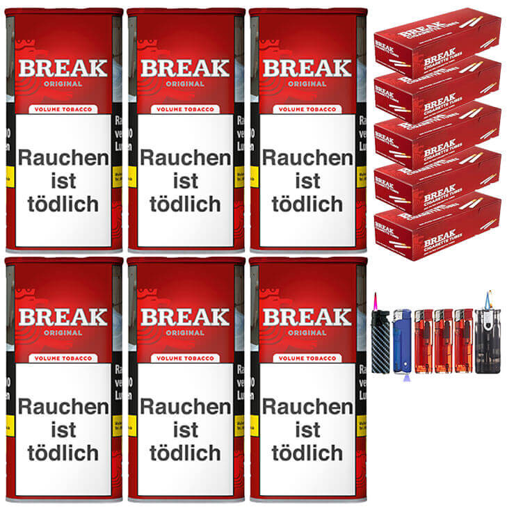 Break Original 6 x 120g Volumentabak 1000 Break Filterhülsen Uvm. Break Original 6 x 120g Volumentabak 1000 Break Filterhülsen Uvm.