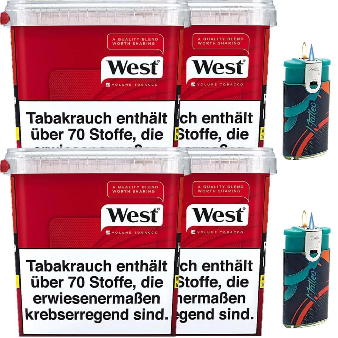 West Red 4 x 280g mit Feuerzeugen West Red 4 x 280g mit Feuerzeugen