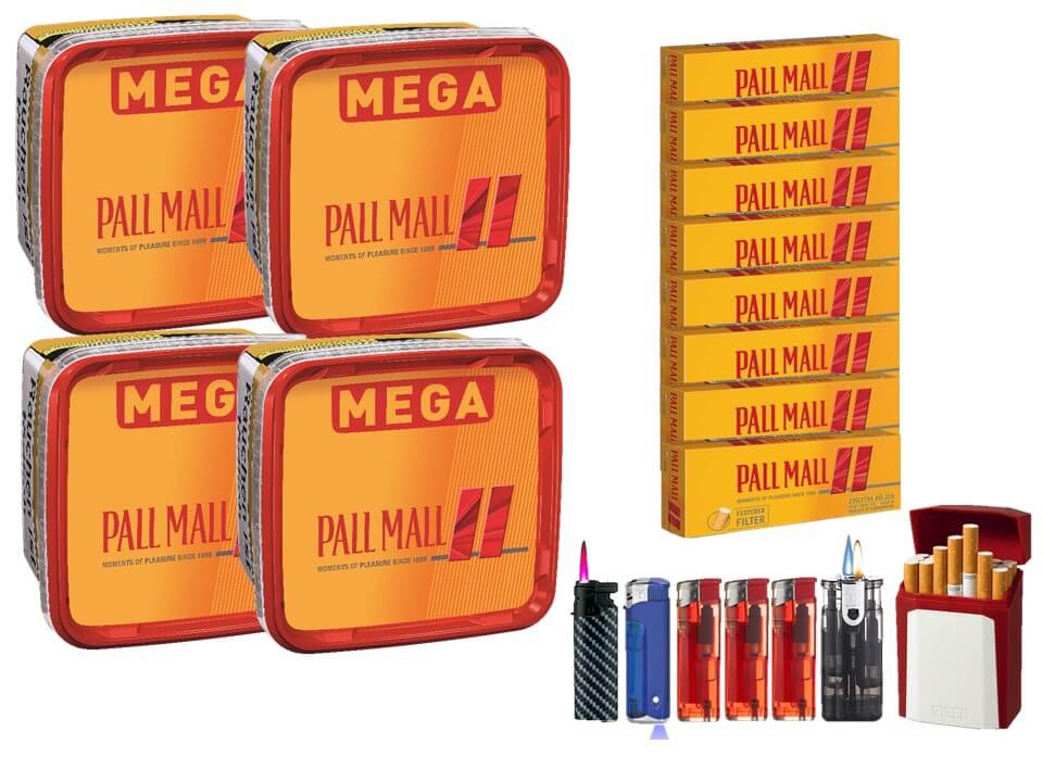 Pall Mall Mega Box 4 x 170g Volumentabak 1600 Filterhülsen Uvm. Pall Mall Mega Box 4 x 170g Volumentabak 1600 Filterhülsen Uvm.
