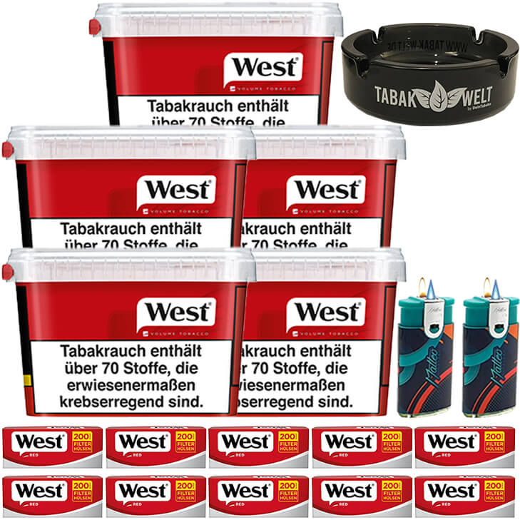 West Red 5 x 170g mit 2000 King Size Hülsen West Red 5 x 170g mit 2000 King Size Hülsen