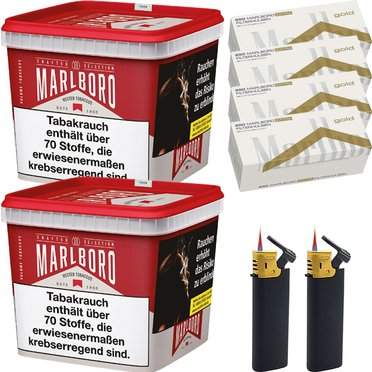 Marlboro Crafted Selection 2 x 270g mit 1000 Extra Size Hülsen Marlboro Crafted Selection 2 x 270g mit 1000 Extra Size Hülsen
