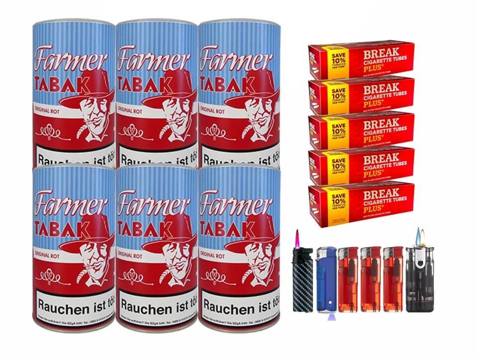 Farmer Rot 6 x 160g Pfeifentabak 1000 Filterhülsen Uvm. Farmer Rot 6 x 160g Pfeifentabak 1000 Filterhülsen Uvm.
