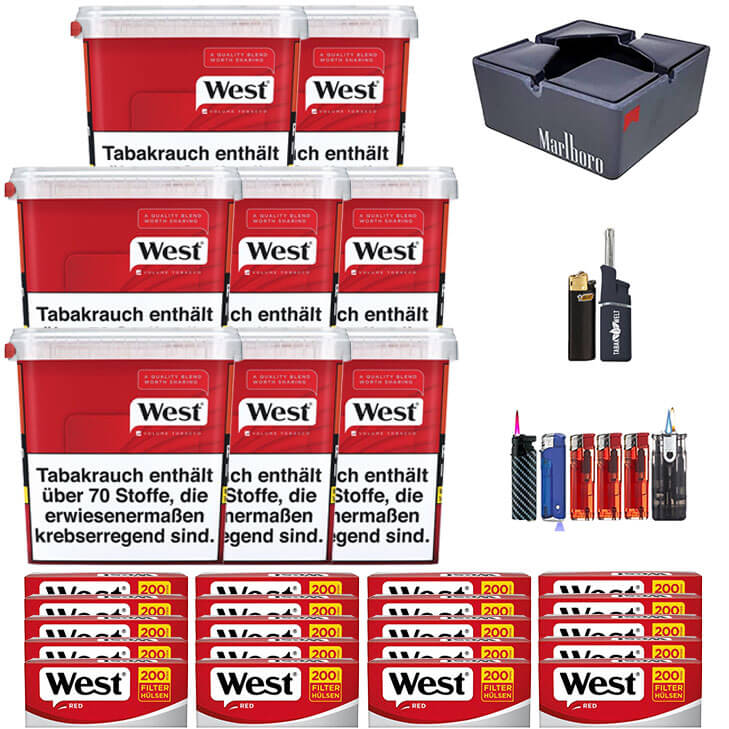 West Red 8 x 280g mit 4000 King Size Hülsen West Red 8 x 280g mit 4000 King Size Hülsen