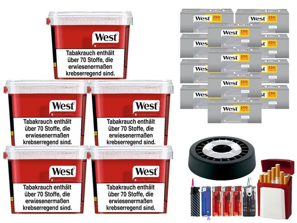 West Red 5 x 280g mit 3000 Silver Extra Size Hülsen West Red 5 x 280g mit 3000 Silver Extra Size Hülsen