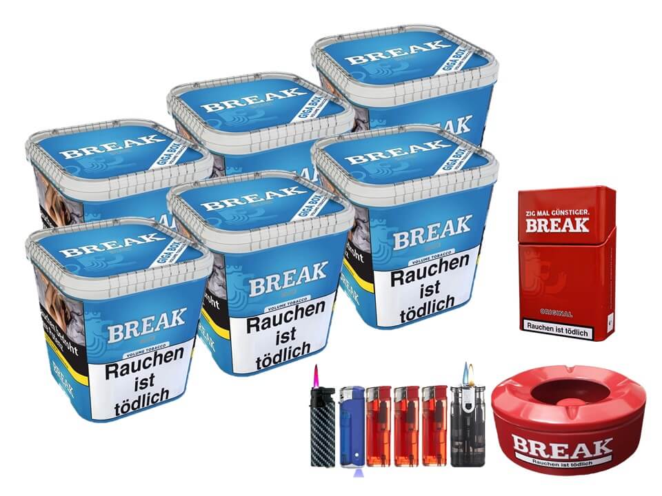 Break Blue / Blau 6 x 230g Volumentabak Uvm. Break Blue / Blau 6 x 230g Volumentabak Uvm.