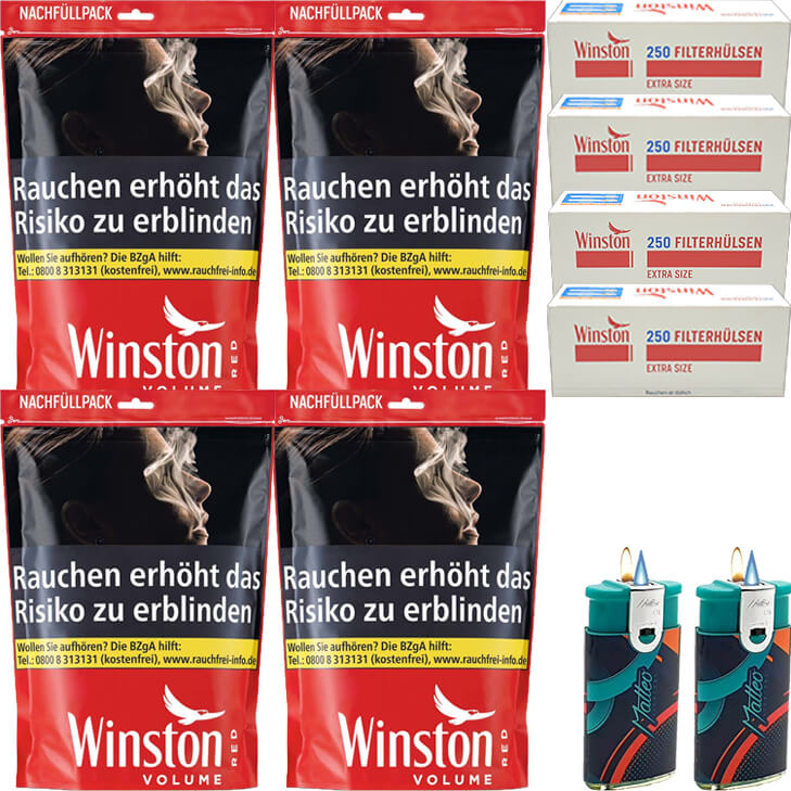 Winston Red 4 x 135g mit 1000 Special Size Hülsen Winston Red 4 x 135g mit 1000 Special Size Hülsen