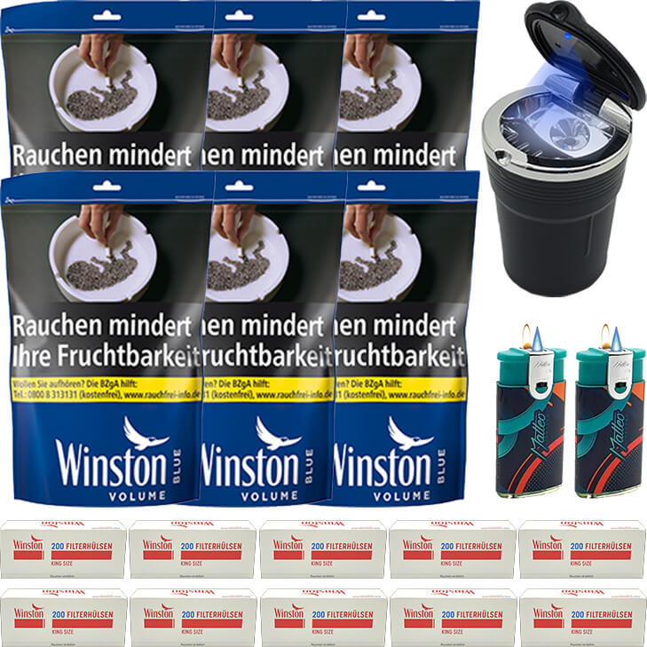 Winston Blue 6 x 125g mit 2000 King Size Hülsen Winston Blue 6 x 125g mit 2000 King Size Hülsen
